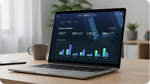 Analytics dashboard showing corporate learning metrics